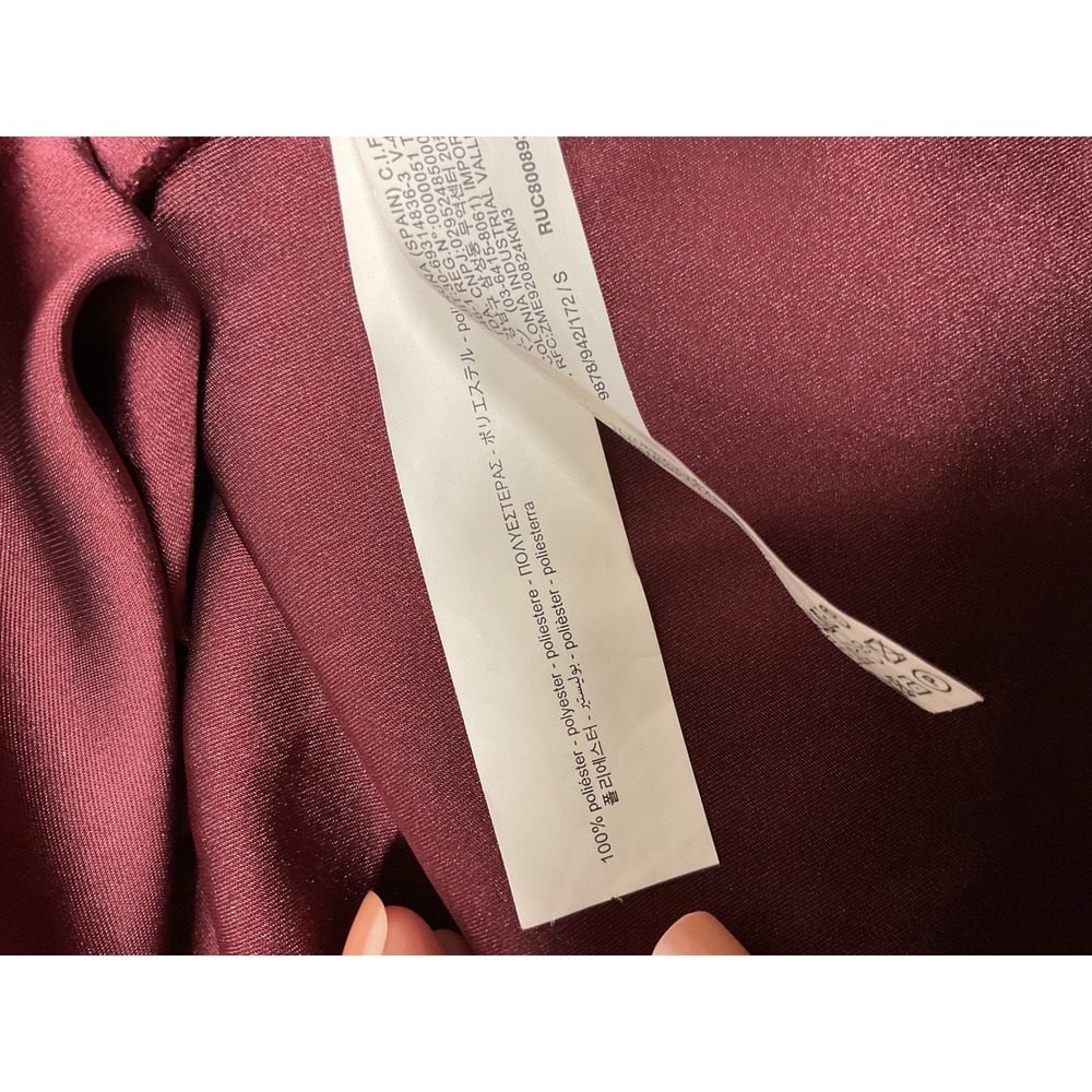 Zara Womens Midi Skirt Burgundy Satin Slip Bias Cut Small - Picture 4 of 7